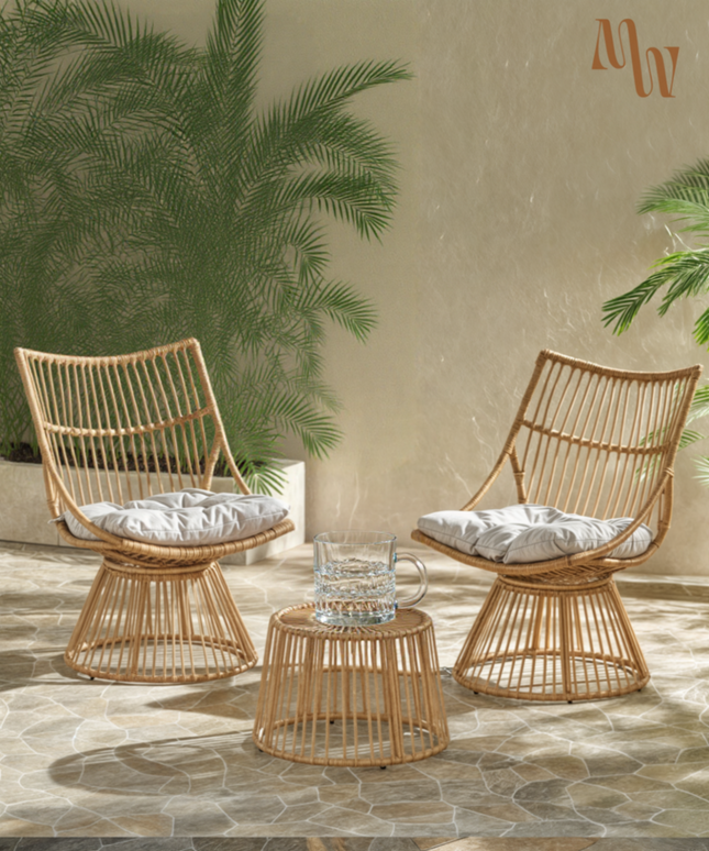 Rattan Retreat Set | 3 Pieces with Cushions
