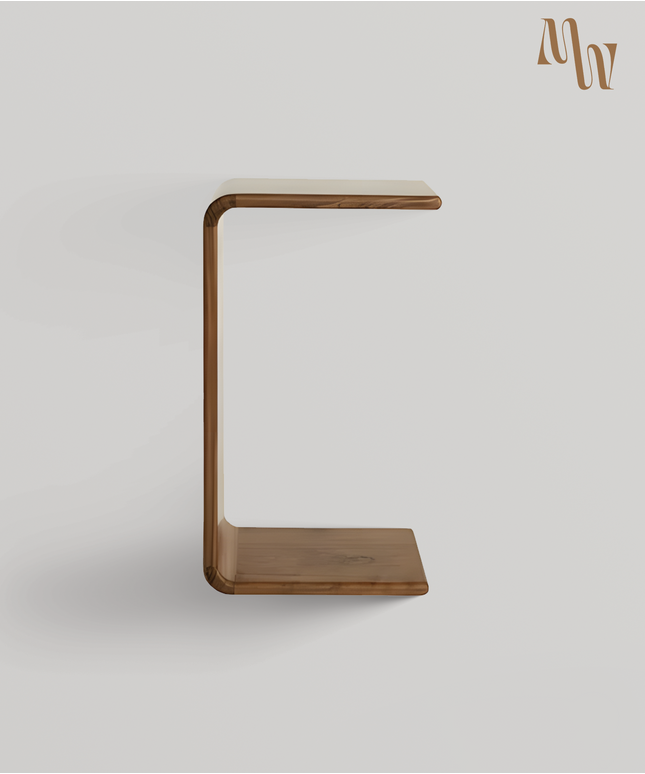 C-shaped Wooden Side Table