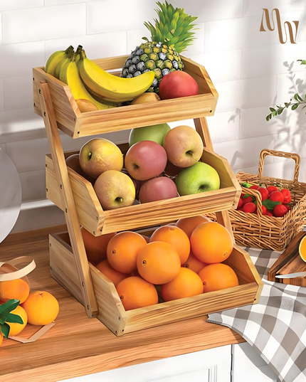 3-Tier Wooden Fruit Basket