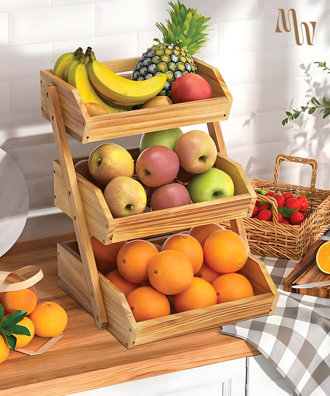 3-Tier Wooden Fruit Basket