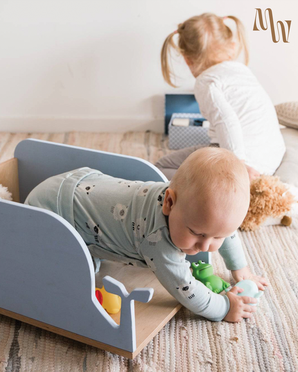 Whale Wooden Toy Box on Wheels