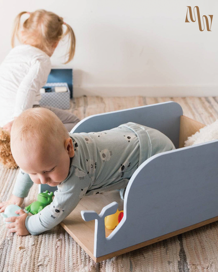 Whale Wooden Toy Box on Wheels