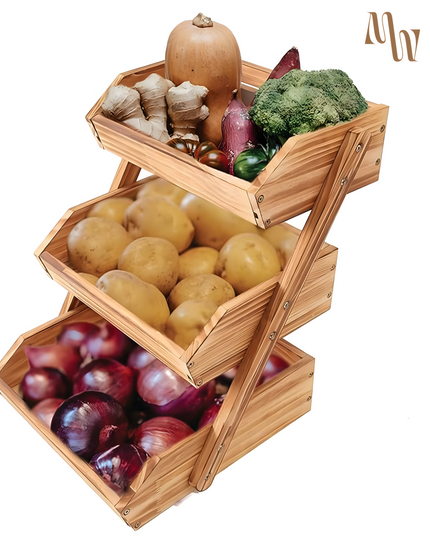 3-Tier Wooden Fruit Basket