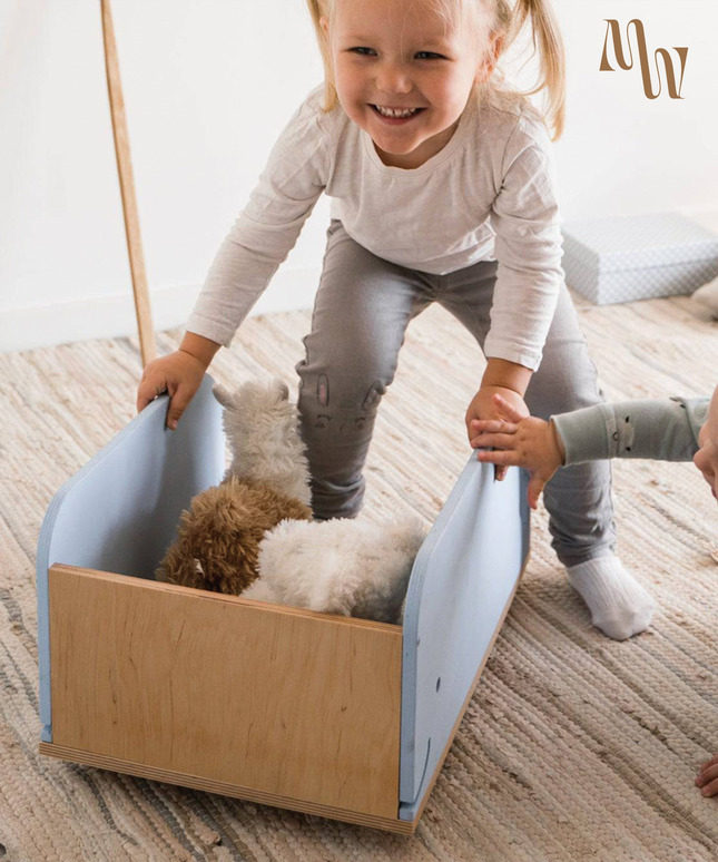 Whale Wooden Toy Box on Wheels