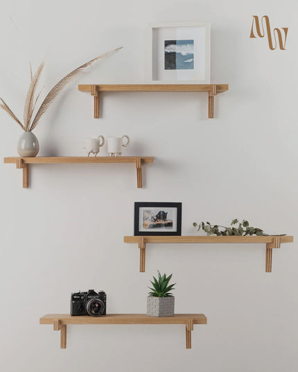 Floating Wooden Wall Shelves | Set of 2 & Set of 4