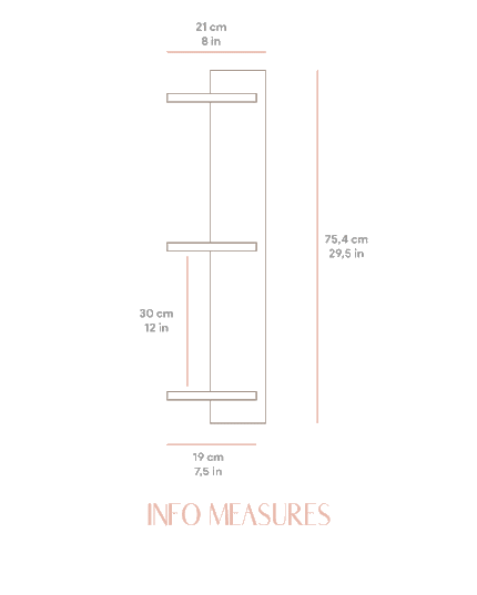 Miramar floating triple shelf from 90 cm to 180 cm