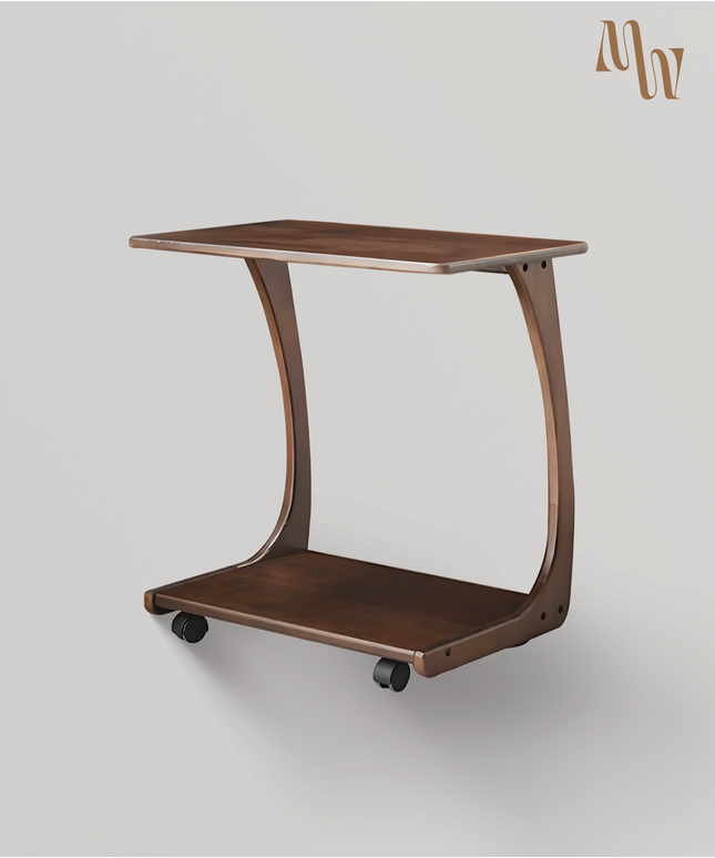 Wheeled C-shaped Side Table