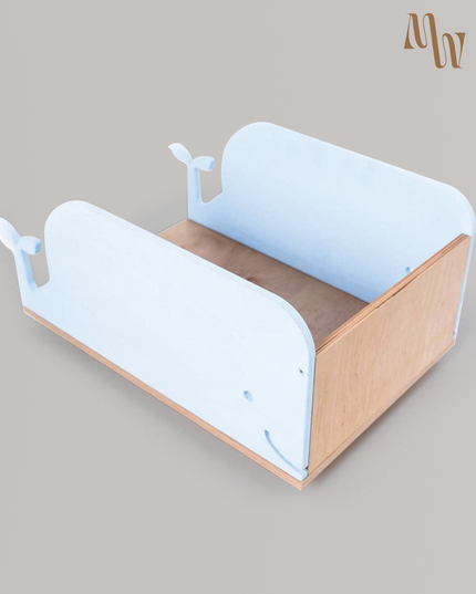 Whale Wooden Toy Box on Wheels