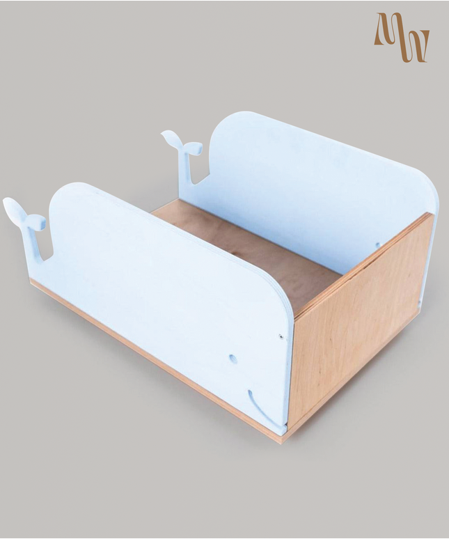 Whale Wooden Toy Box on Wheels