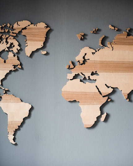 World Map made of Wood, Wall Decor