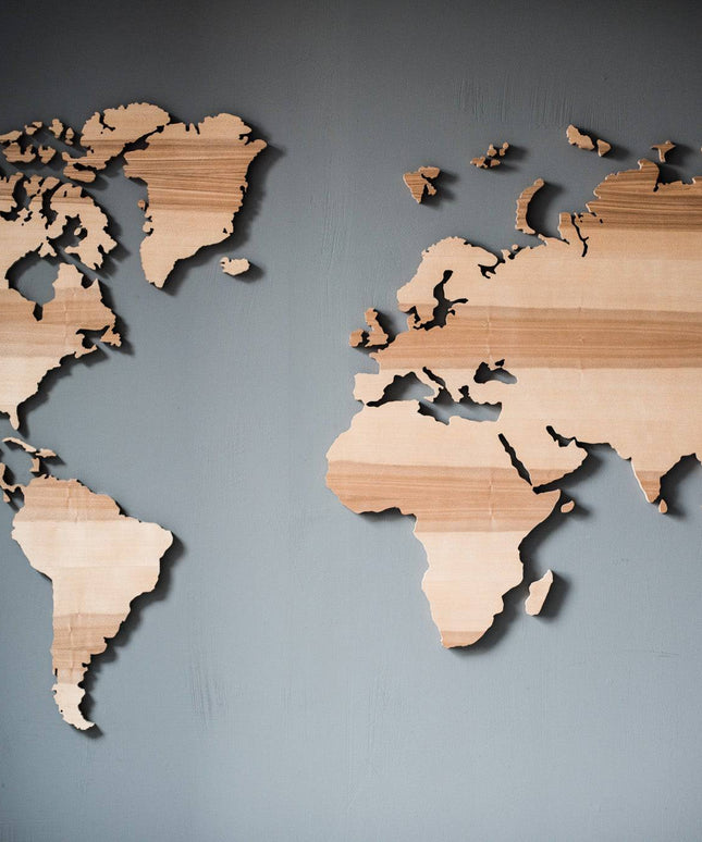 World Map made of Wood, Wall Decor